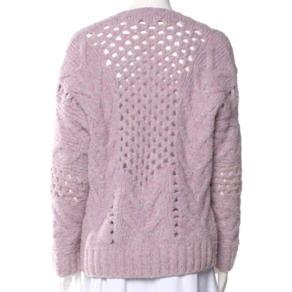 IRO Fordon Oversized Chunky Open Cableknit Lavender Wool Blend Sweater XS - Picture 8 of 11